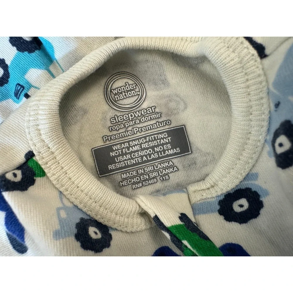 Baby Sleeper Boy Preemie Outfit Romper Footie Zippered Dump Truck‎ Construction